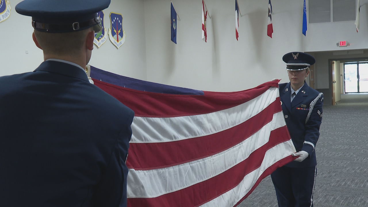 BAFB honor guard - folding flag